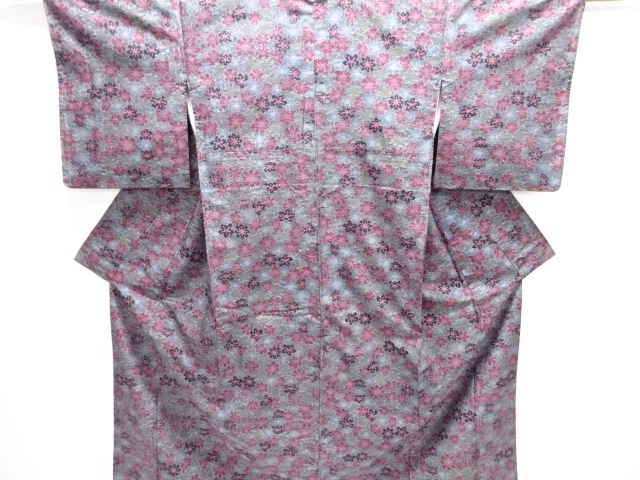 JAPANESE KIMONO / TSUMUGI / WOVEN FLOWER